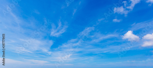  blue sky background with tiny clouds. panorama
