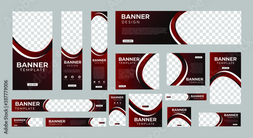 set of creative web banners of standard size with a place for photos. Vertical, horizontal and square template. vector illustration