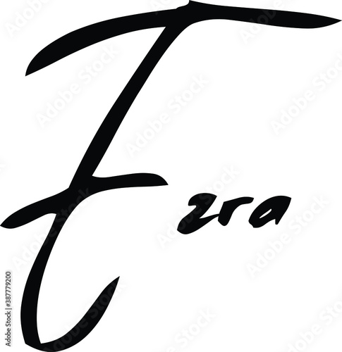 Fotografía Ezra-Female Name Modern Brush Calligraphy Cursive Text on White Background
