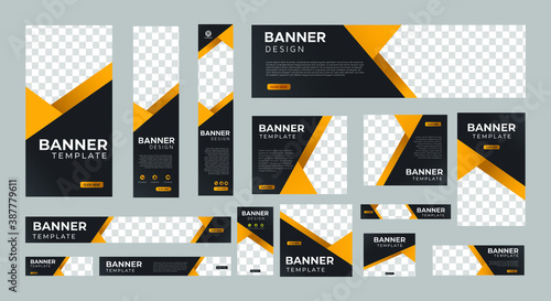 set of creative web banners of standard size with a place for photos. Vertical, horizontal and square template. vector illustration