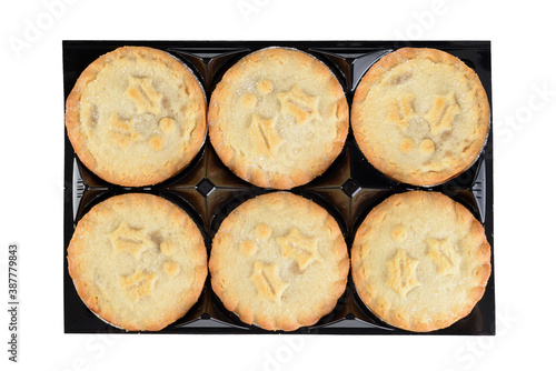 isolated tray of christmas mincemeat pies