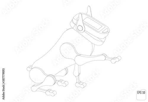 Isometric mechanical animal. Robot dog.