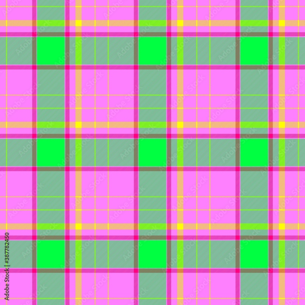 checked diamond tartan plaid scotch kilt fabric seamless pattern texture background - color highlight green, hot pink and yellow checked diamond tartan plaid scotch kilt fabric seamless pattern texture background - color highlight green, hot pink and yellow