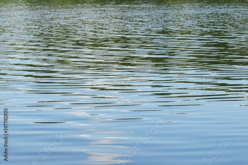 Ripples on light blue river water surface, natural background