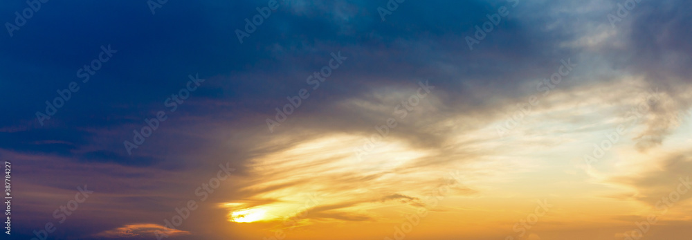  Colorful cloudy sky at sunset. Gradient color. Sky texture, abstract nature background