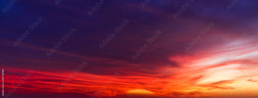  Colorful cloudy sky at sunset. Gradient color. Sky texture, abstract nature background
