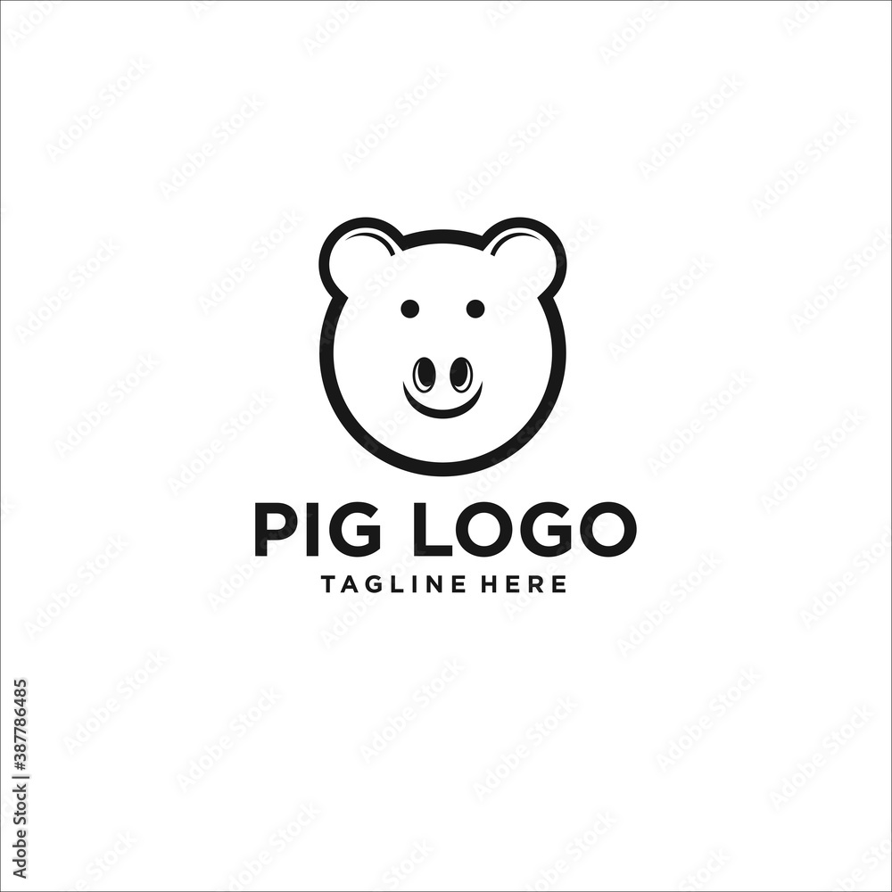 pig logo silhouette icon vector