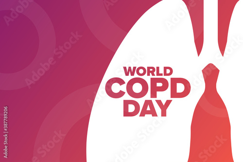 World COPD Day. Chronic Obstructive Pulmonary Disease. Third Wednesday of November. Holiday concept. Template for background, banner, card, poster with text inscription. Vector EPS10 illustration.