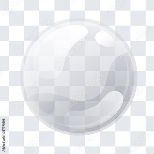 Soap bubble isolated. Transparent water sphere. Vector illustration. Simple cartoon design. Flat style. Realistic. White color.