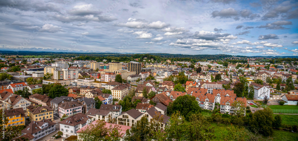panoramic view of the city of Uster, in the zurcher oberland region. Switzerland