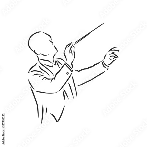 cartoon, hand drawn, vector, sketch, illustration of kapellmeister, conductor, vector sketch illustration
