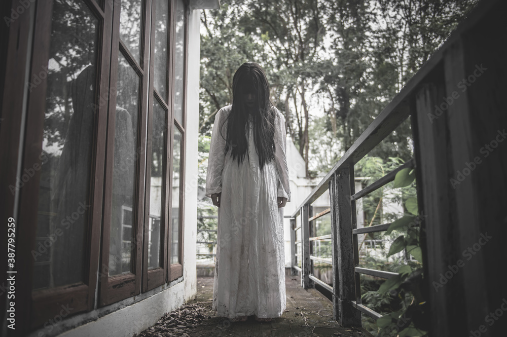 Portrait of asian woman make up ghost,Scary horror scene for background,Halloween festival concept,Ghost movies poster Portrait of asian woman make up ghost,Scary horror scene for background,Halloween festival concept,Ghost movies poster
