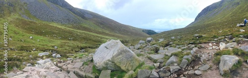 Panoramic view taken from the "saddle" in the Mourne mountains