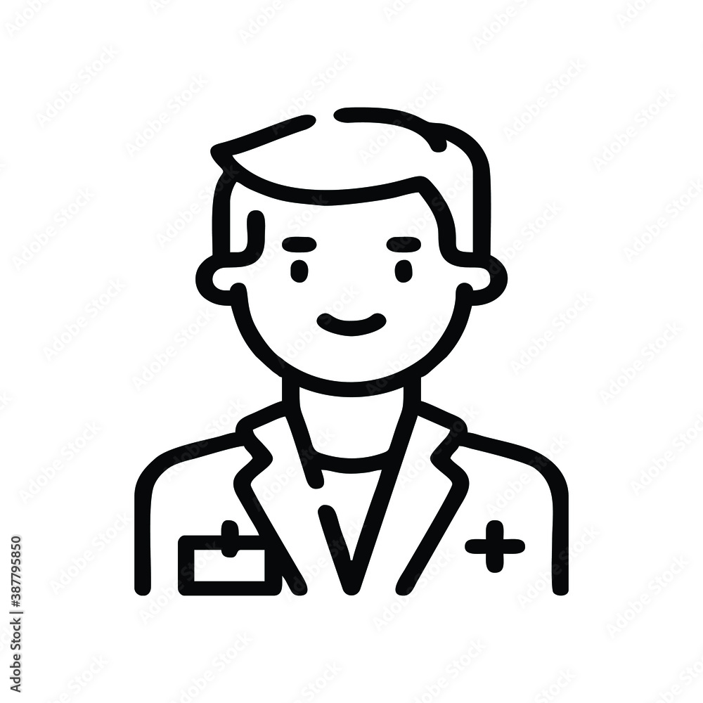 Cute Male Doctor line icon