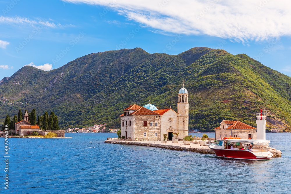Church of Our Lady of the Rocks and Island of Saint George in the Adriatic sea, Bay of Kotor, Perast, Montenegro