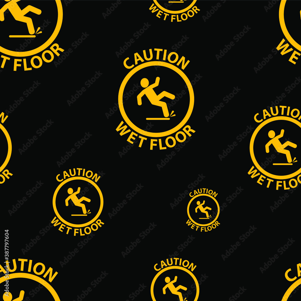 seamless pattern with wet floor icon