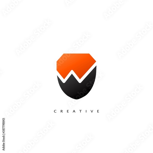 Initial Letter W Logo Abstract Techno Shield Vector Design