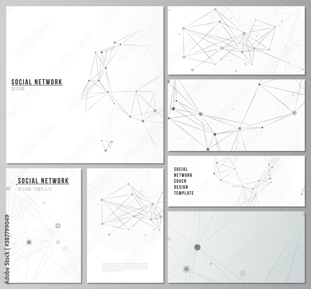 1 Layout Background Network Vector layouts of social network mockups for cover design, website ...
