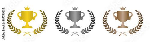 トロフィーのランキング素材（数字なし/光沢あり）