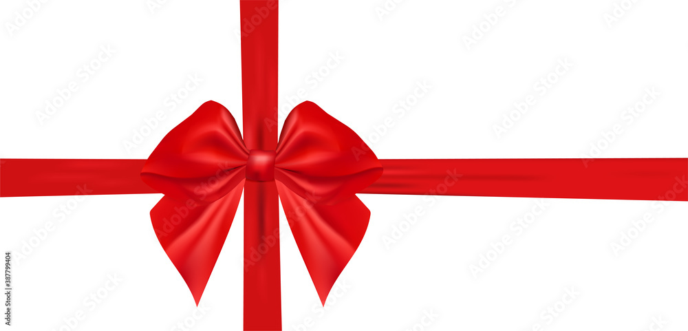 Realistic Red bow with horizontal and vertical ribbon shiny satin for decoration gifts, greetings, holidays. Christmas ribbon.Stock vector illustration isolated on white background. Realistic Red bow with horizontal and vertical ribbon shiny satin for decoration gifts, greetings, holidays. Christmas ribbon.Stock vector illustration isolated on white background.