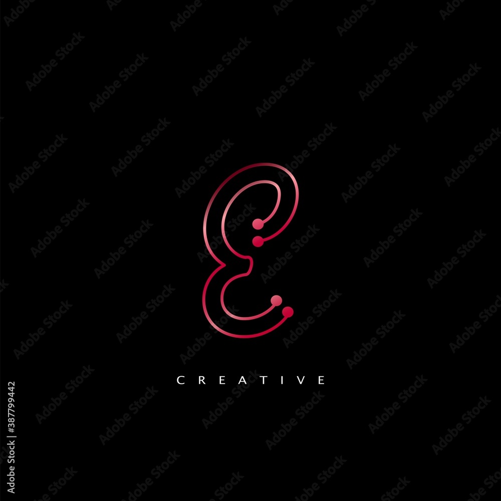 Initial Letter E line Logo Icon Abstract Techno Vector Design Initial Letter E line Logo Icon Abstract Techno Vector Design