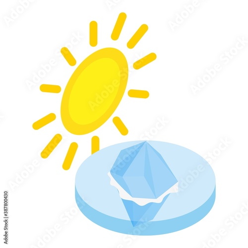 Melting iceberg icon. Isometric illustration of melting iceberg vector icon for web