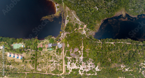 Imagem Aérea da Lagoa do Cassange na Península de Maraú, Bahia, Brasil 