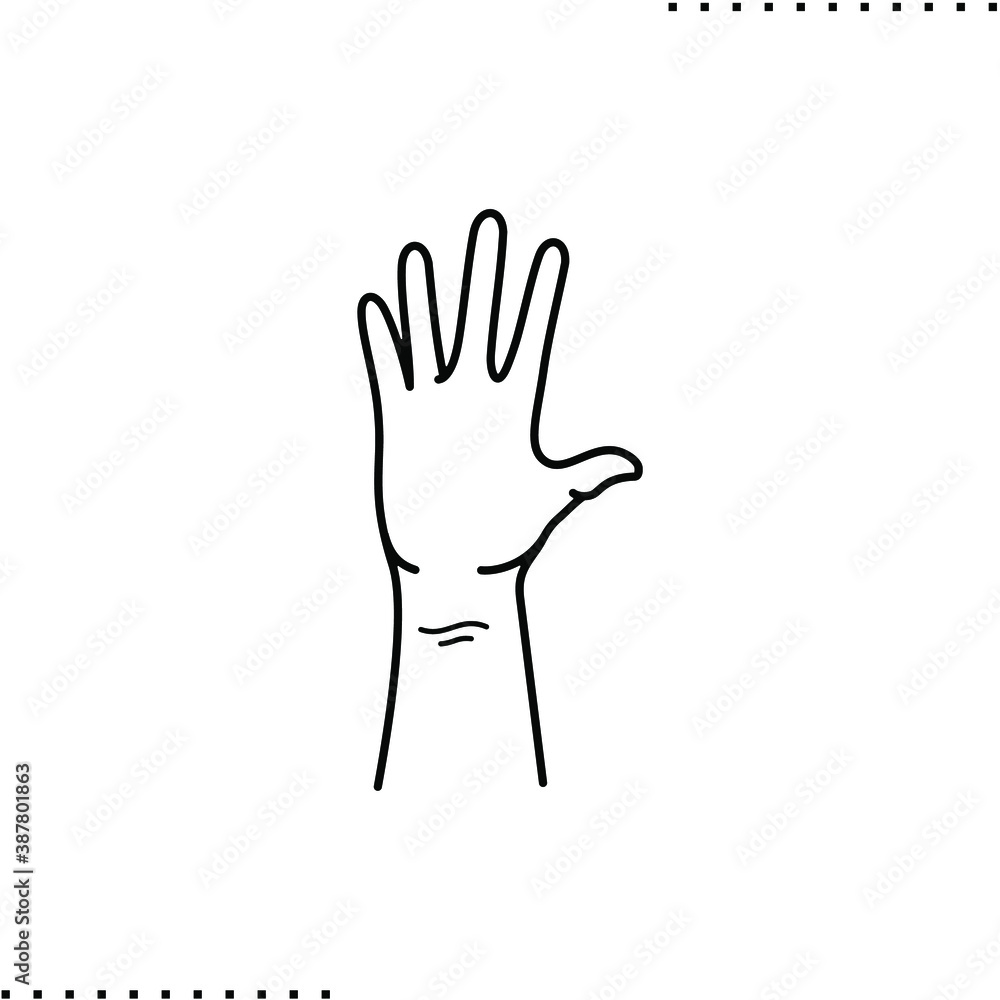 finger gesture, five fingers vector icon in outlines finger gesture, five fingers vector icon in outlines