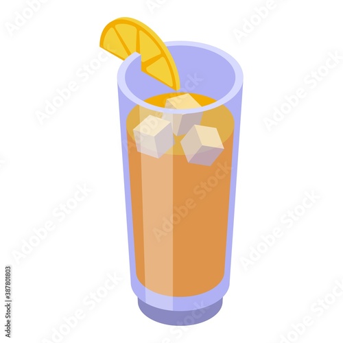 Tea glass orange icon. Isometric of tea glass orange vector icon for web design isolated on white background