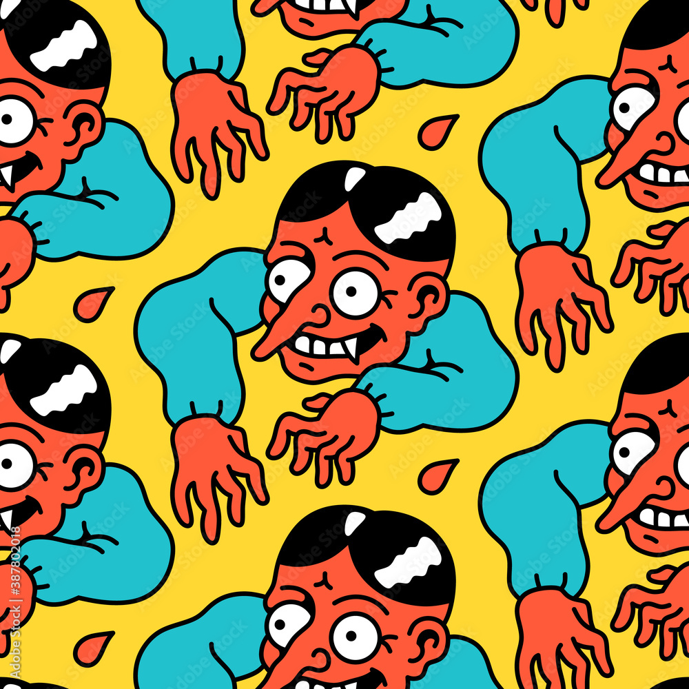 Seamless pattern of spooky monsters