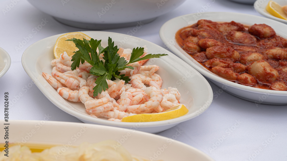 Shrimp appetizer on isolated white background. Shrimp appetizer on isolated white background.