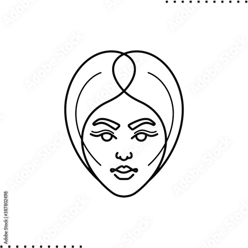 woman face vector icon in outlines