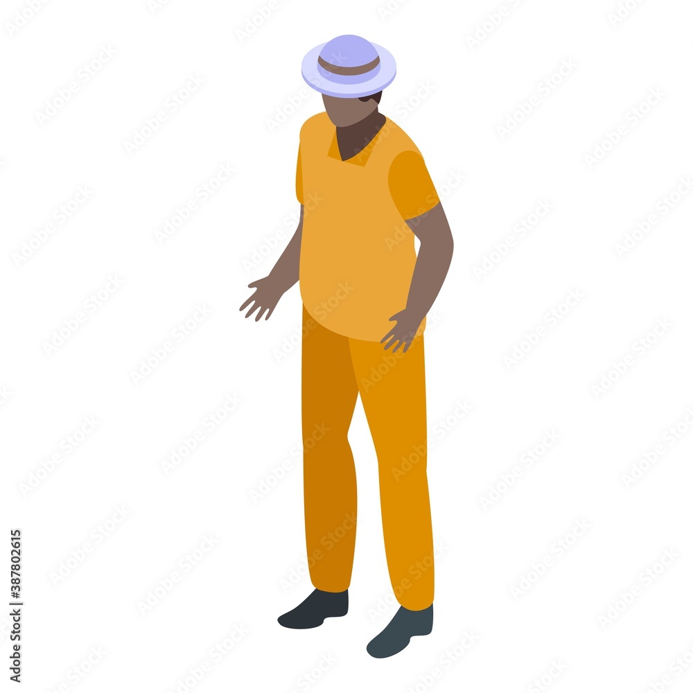 African man character icon. Isometric of african man character vector icon for web design isolated on white background African man character icon. Isometric of african man character vector icon for web design isolated on white background