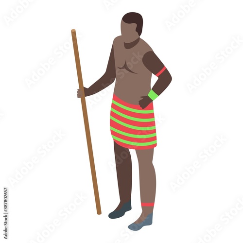 African tribal man icon. Isometric of african tribal man vector icon for web design isolated on white background