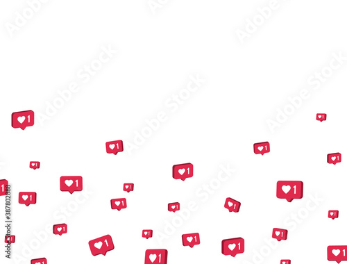 Like icons frame on white background. Social media design elements. Comment and follower symbol. Counter notification border. Social network composition. Emoji reactions. Vector illustration