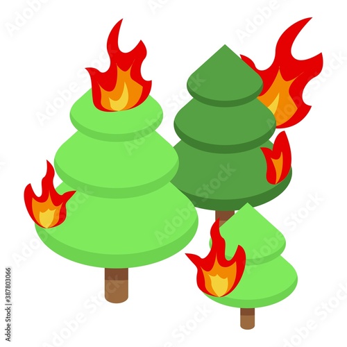Forest in fire icon. Isometric of forest in fire vector icon for web design isolated on white background