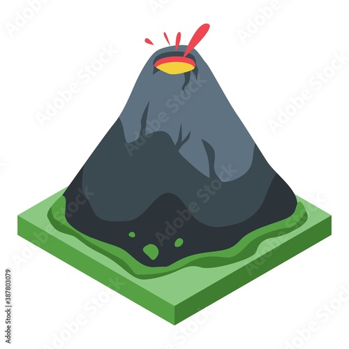 Volcano eruption icon. Isometric of volcano eruption vector icon for web design isolated on white background