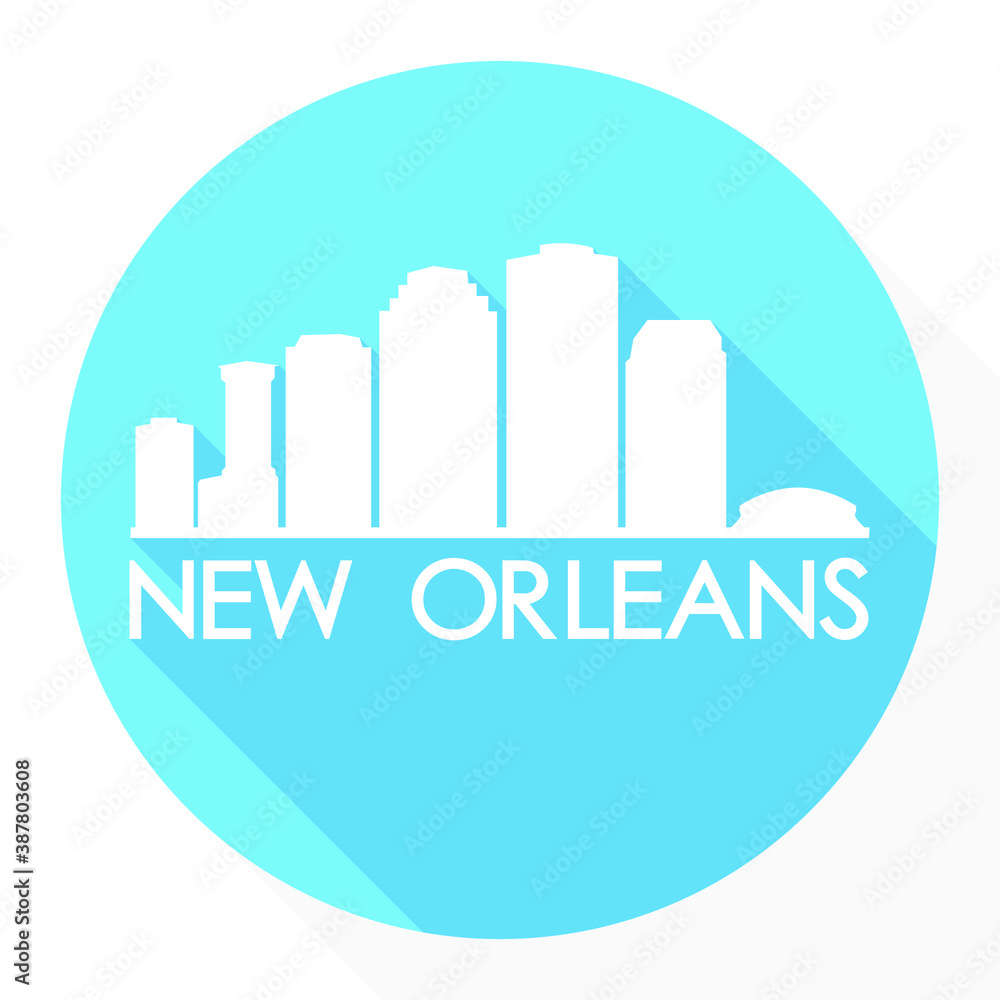 New Orleans Louisiana USA Flat Icon Skyline Silhouette Design City Vector Art Famous Buildings Logo.