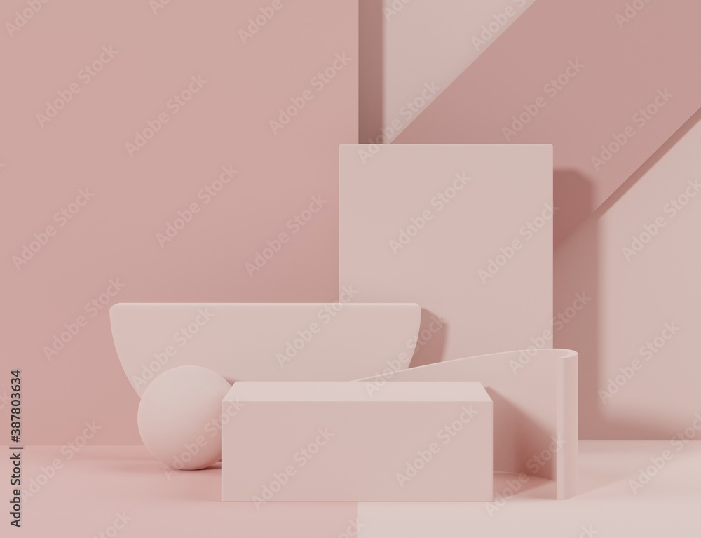 3d rendering of pink coral minimal displays podium or pedestal for mock up and products presentation 3d rendering of pink coral minimal displays podium or pedestal for mock up and products presentation