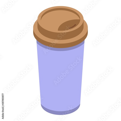Chocolate coffee cup icon. Isometric of chocolate coffee cup vector icon for web design isolated on white background