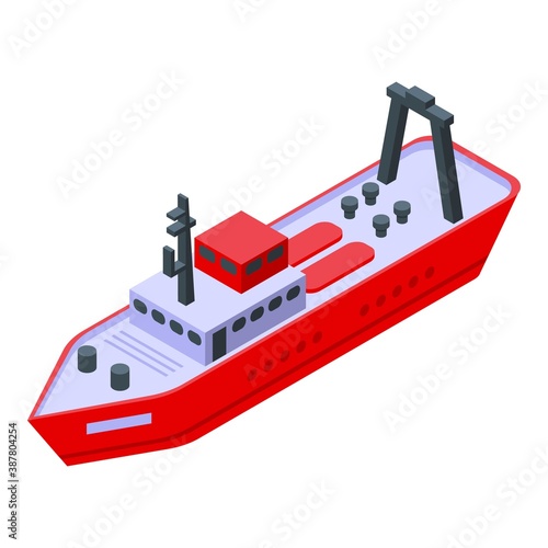 Trawler fishing ship icon. Isometric of trawler fishing ship vector icon for web design isolated on white background