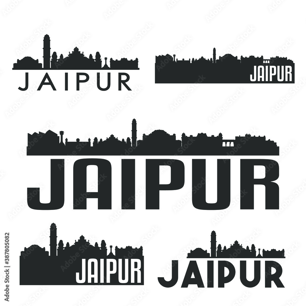 Jaipur India Flat Icon Skyline Vector Silhouette Design Set Logo.