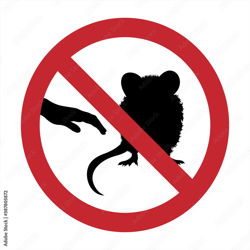 Vector silhouette of do not touch rats mark on white background. Symbol ...