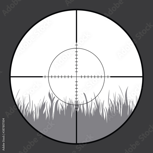 Vector silhouette of rifle sight while hunting. The hunter waiting on his victim.