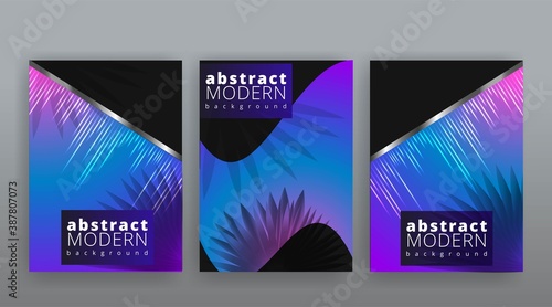 Wallpaper Mural Abstract page templates set, retro wave creative hipster, silver metalic tech backgrond. Stylish geometric creative futuristic cover, Torontodigital.ca