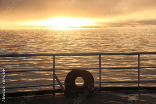 Arctic. The Golden sunrise. Laptev sea. Light. Velvet background