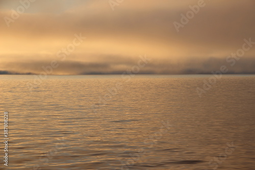 Arctic. The Golden sunrise. Laptev sea. Light. Velvet background