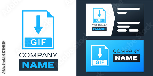 Logotype GIF file document icon. Download GIF button icon isolated on white background. Logo design template element. Vector.