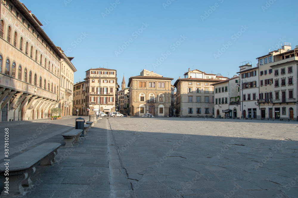 View of Piazza Santa Croce in Florence, Tuscany, Italy.