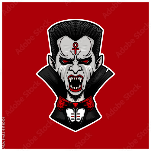 halloween horor pumpkin vampire logo illustration